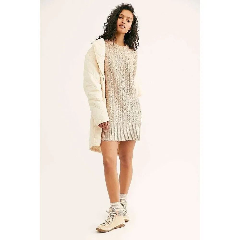 NEW FREE PEOPLE Sz S GOOD AS GOLD CABLE KNIT SWEATER DRESS TUNIC